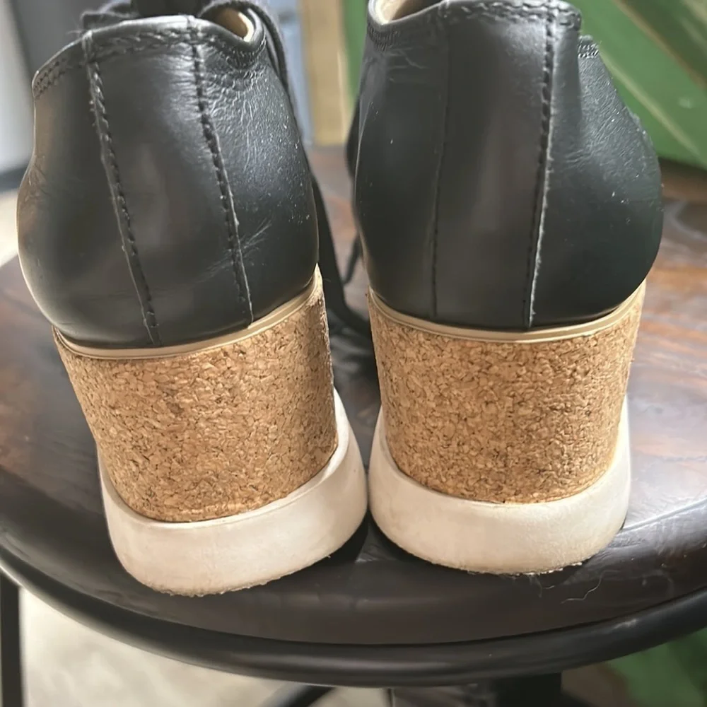 Steve Madden Women's Korrie Black Leather Cork Heel Platform 90s Grunge size 7